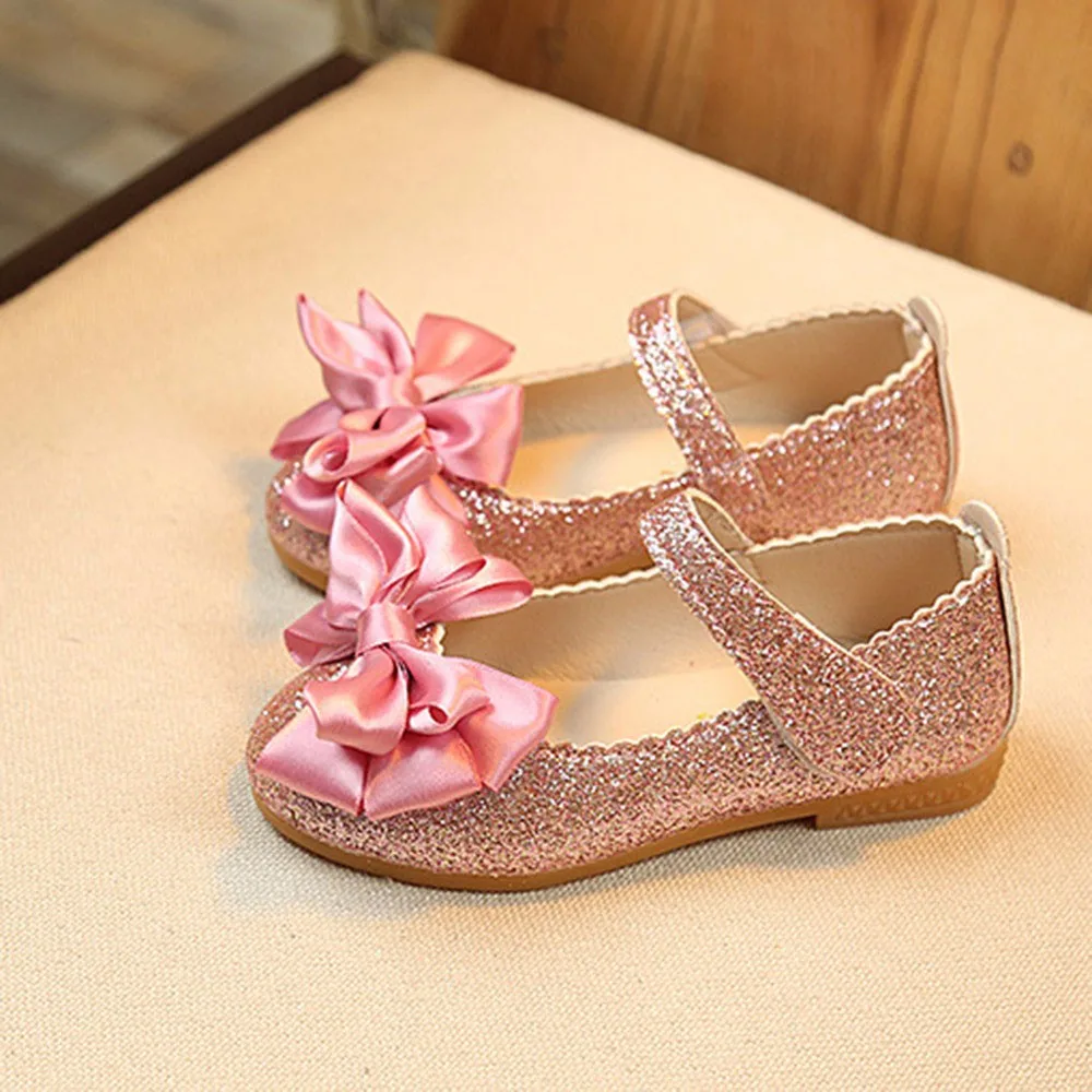 

Children's Shoes Princess Girls Leather Shoes 2018 Autumn Toddler Big Girls Wedding Party Shoes Butterfly Knot Pink Blue Gold #9