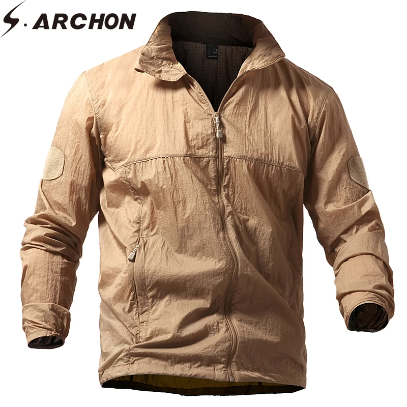 S. ARCHON легкая тактическая кожаная куртка мужская летняя дышащая портативная водонепроницаемая куртка Военная армейская тонкая куртка S-5XL