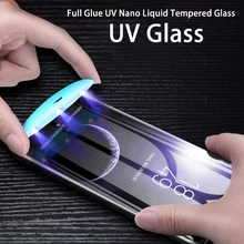 Transparent UV Liquid Full Glue Tempered Glass Film For OnePlus 7 Pro Case Friendly Screen Protector Clear Cover Skin