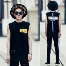 VERSMA Харадзюку хип-хоп майка без рукавов для фитнеса бодибилдинга Мужская Уличная майка с рваной лентой в стиле пэчворк мужская майка