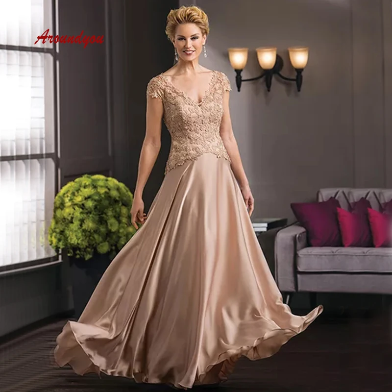 

Long Lace Mother of the Bride Dresses for Wedding Party Plus Size Sexy Groom Godmother Dinner Dress Gowns 2019