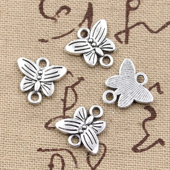 

15pcs Charms Butterfly Link Connector 14x14mm Antique Silver Color Plated Pendants Making DIY Handmade Tibetan Finding Jewelry