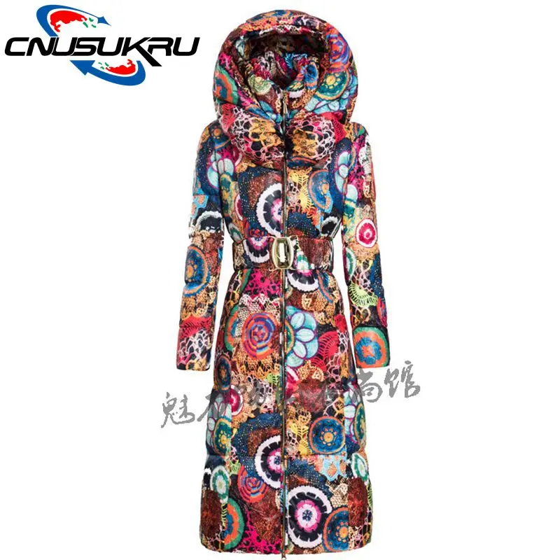 Snow wear wadded jacket Winter Women Coats  Printe...