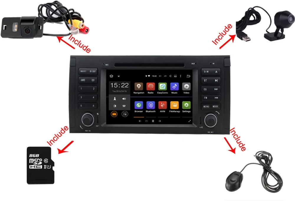 Discount In Stock Quad Core 1024x600 HD Capacitive Touch Screen Car DVD for BMW E39 Android 7.1 E53  Wifi 3G Bluetooth Radio Canbus 0