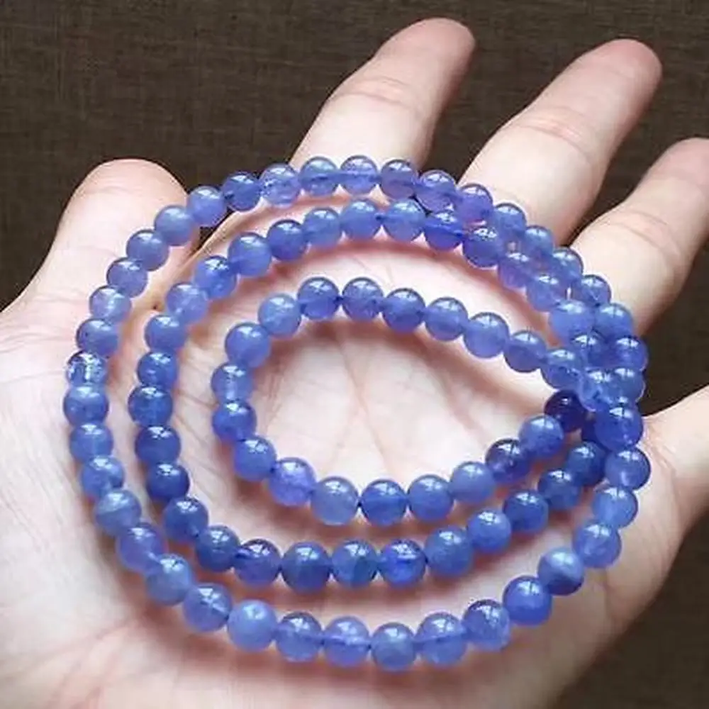 

Natural Tanzania Tanzanite Gemstone 6mm Clear Three Laps Beads Bracelet Necklace For Fashion Healing Stone AAAAA