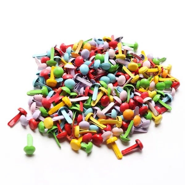 200Pcs 4.5mm Random Color Mini Decorative Brads DIY Paper Craft Card