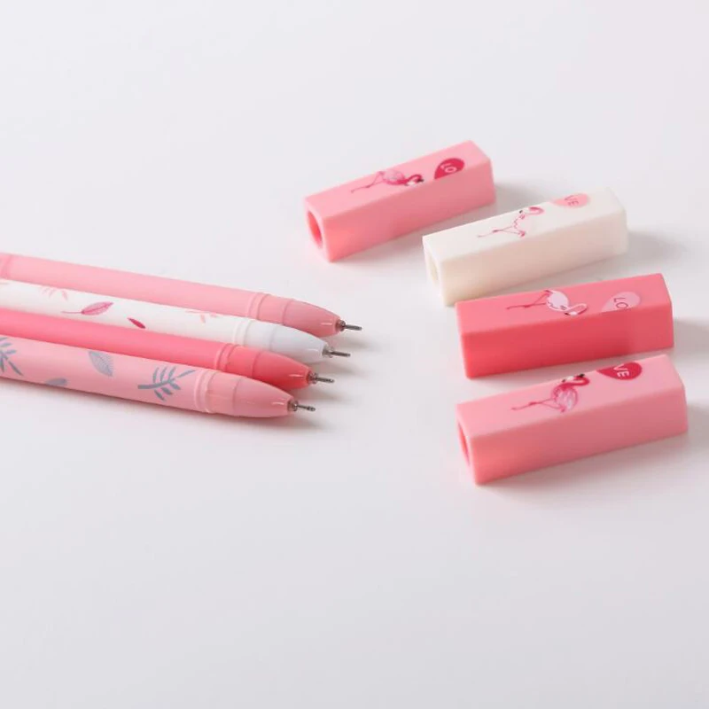 2pcs Lover Couple Flamingo Pens Gel Pens Kawaii Friendly Ink Pens Kid Gifts Cute
