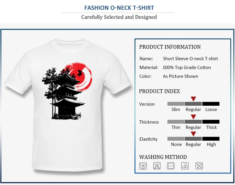 Ninja and Japanese Temple Pure Cotton Mens Short Sleeve Tees Slim Fit Lovers Day T Shirt Casual Clothing Shirt Family O Neck Ninja and Japanese Temple