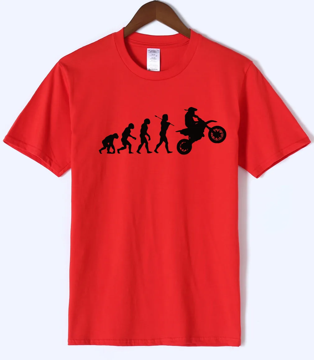 Dirtbike с изображением процесса эволюции и мотокросса мужская футболка Летняя Повседневная модная мужская футболка хлопок высокое качество короткий рукав футболки - Цвет: red 1
