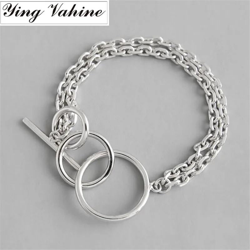 Ying vahine, 925 пробы, серебряный, геометрический элемент, индивидуальная цепочка и звенья, браслеты для женщин, женский браслет, браслеты на руку