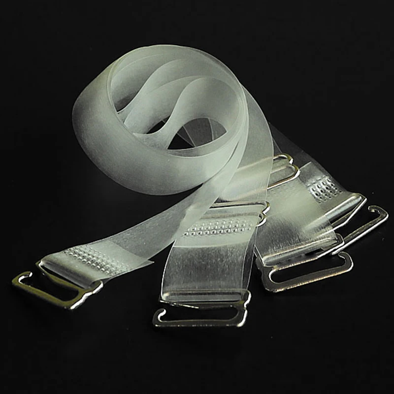

Women 1cm 1.5cm 1.8cm Elastic Clear Bra Straps Metal Buckle Non Slip Bra Shoulder Strap Adjustable Transparent Bra Strap