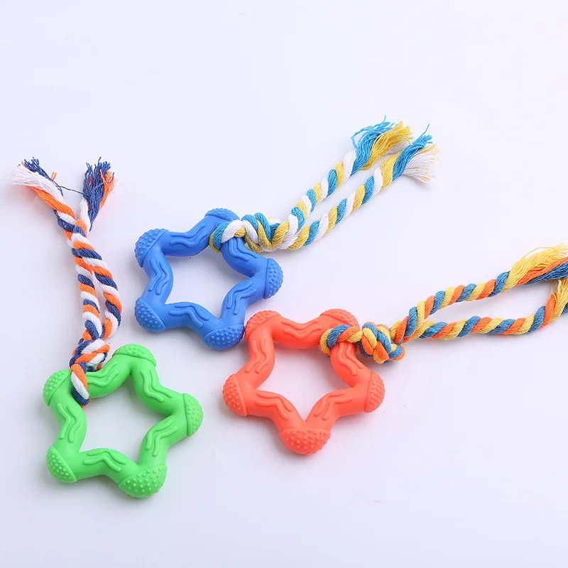 

1Pcs Knot Heart Training Chewing Interaction Pet Dog Interactiv Toy Star Natural Rubber Durable Pentagram Shaped Small Play