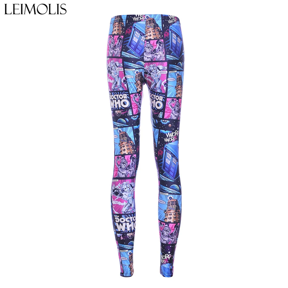 

LEIMOLIS 3D printed fitness push up workout leggings women Cartoon Comics Robot City plus size High Waist punk rock panties