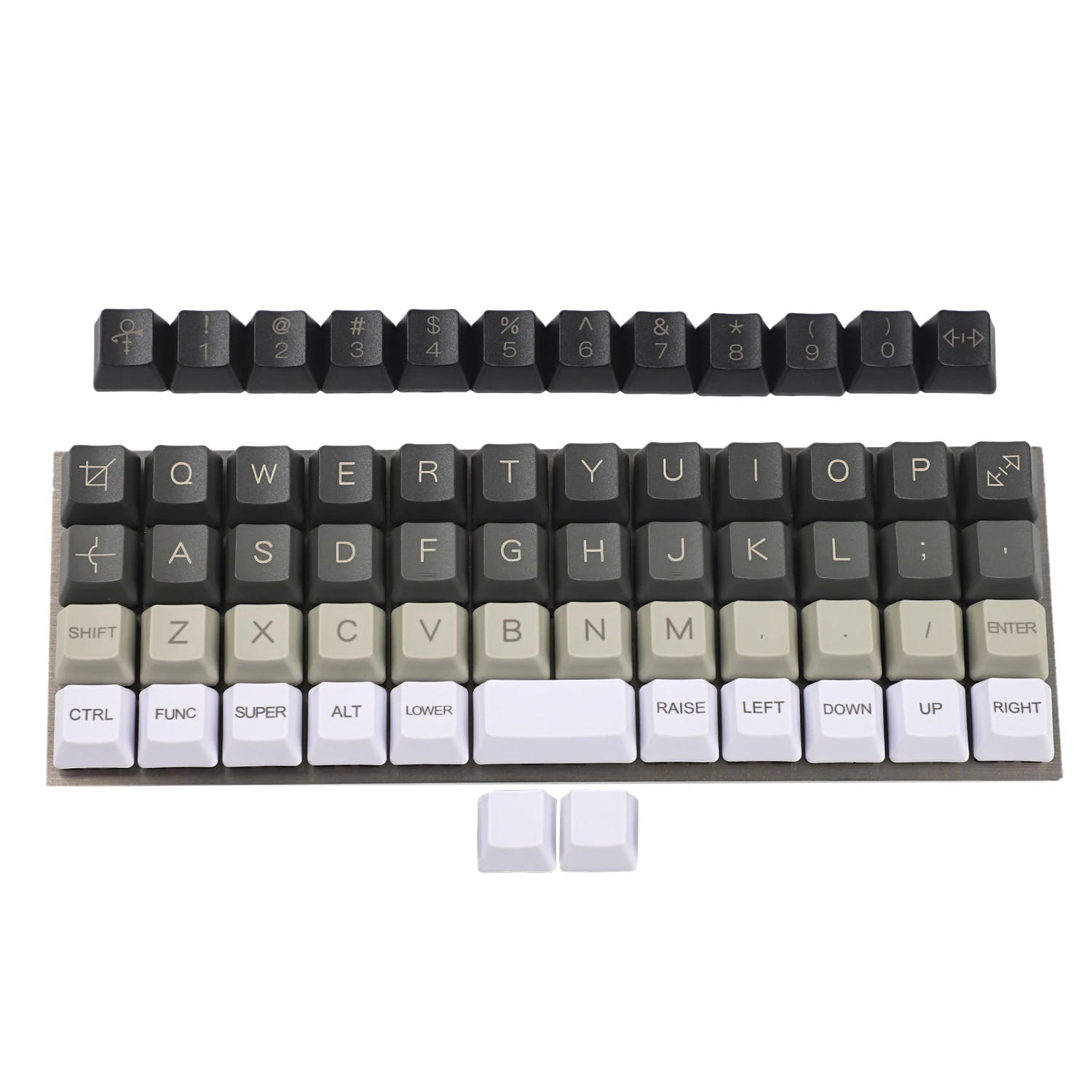 YMDK Planck Niu40 Preonic Keyset White Gray Black Gradient Pure White Laser-Etched OEM Keycap 1.5mm Thickness PBT