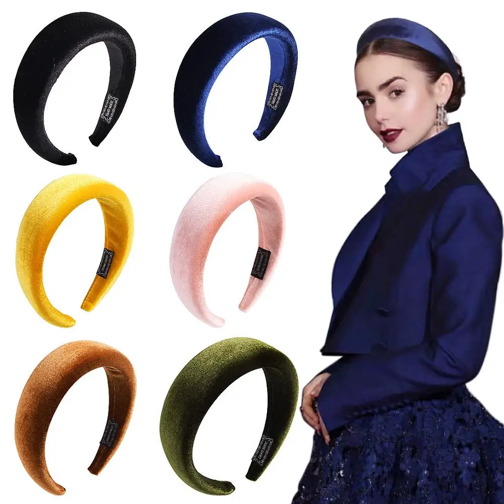 

Thick Velvet Plush Headband Vintage Inspired Alice Handmade Padded Hair Band For Women Hair Accessories