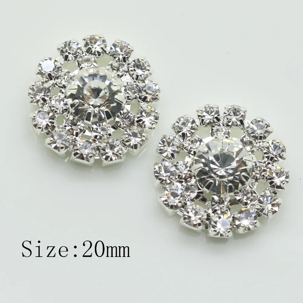 

Fashion 10PC Artificial crystal clear rhinestone Hollow Metal button Wedding invitations decorate button silver clothing button