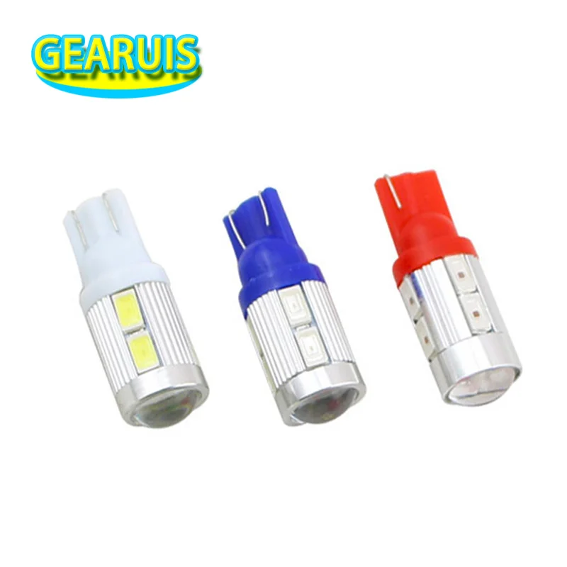 

100pcs T10 10SMD 5630 Lens LED 10 smd 5730 168 194 Car Light Auto Car styling parking Side Light White Green Blue Red Yellow 12V