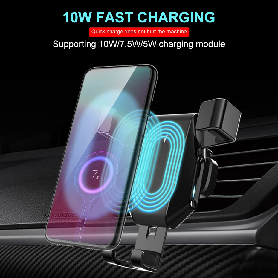 

FastDeng gravity car holder for iphone 8 8plus X XR XSMax automatic wireless phone charger for Samsung S6 S7 S8 S9 Note8 Note9
