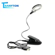 USB Power LED luz de lectura de Libro 18LEDs con soporte de Clip de lupa para estudio lente de aumento 3X lámpara de escritorio portátil Flexible