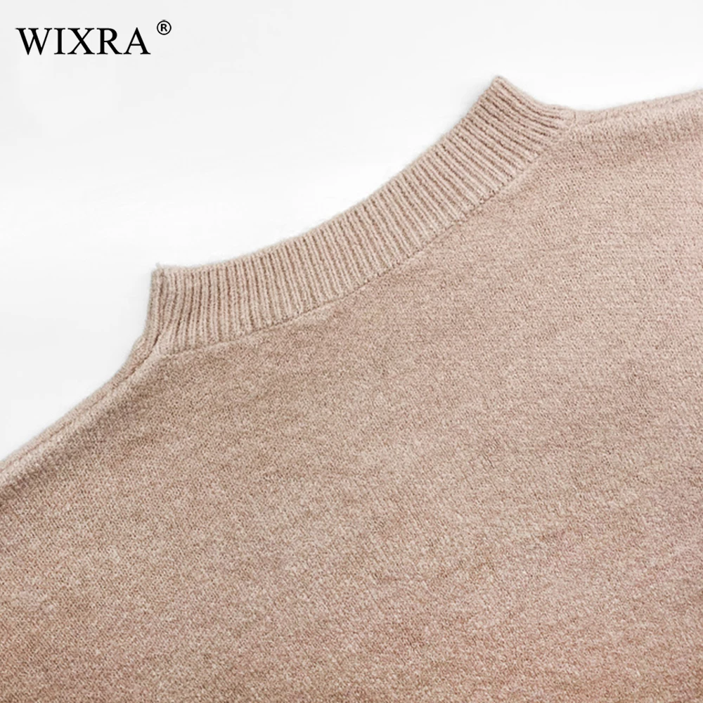 Wixra Spring Autumn Winter Women's Sweaters Long Sleeve O-Neck Knitted Pullover Basic Solid Female Clothing Jumper Tops