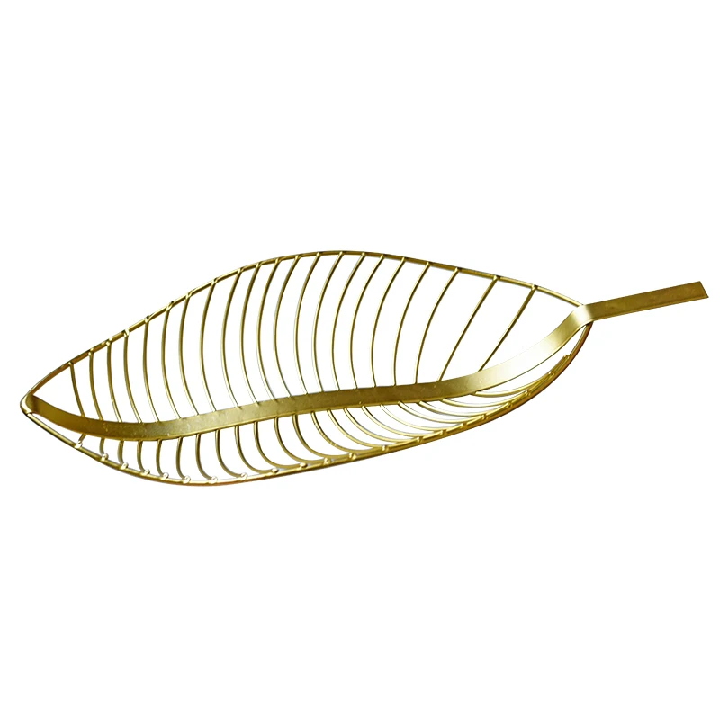 

Nordic Style Leaves Design Metal Iron Art Fruit Basket Manual Candy Snack Cake Storage Basket Table Decoration Storage TraysZ591