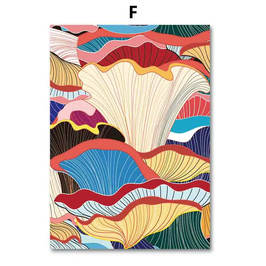 Абстрактное искусство, красочный ландшафт с морскими волнами, настенная живопись на холсте, скандинавские плакаты и принты, настенные картины для декора гостиной - Цвет: F