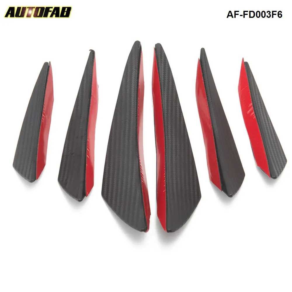 AUTOFAB  6pcs/lot Universal Fit Front Bumper Lip Splitter Fins Body Spoiler Canards Valence Chin AF-FD003F6