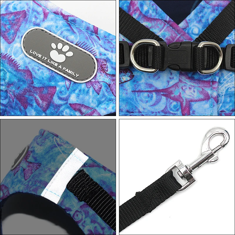 Reflective Pet Dog Vest Harness and Leash Set for Small Dogs Pomeranian Yorkshire Harnesses Nylon Puppy Lead Dog Chain Supplies