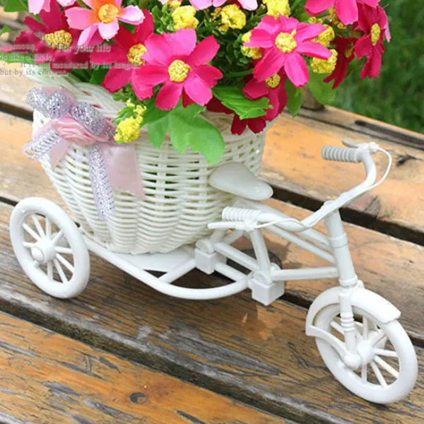 5 размер DIY пластиковый белый трехколесный велосипед дизайн Цветочная корзина контейнер для цветочных растений