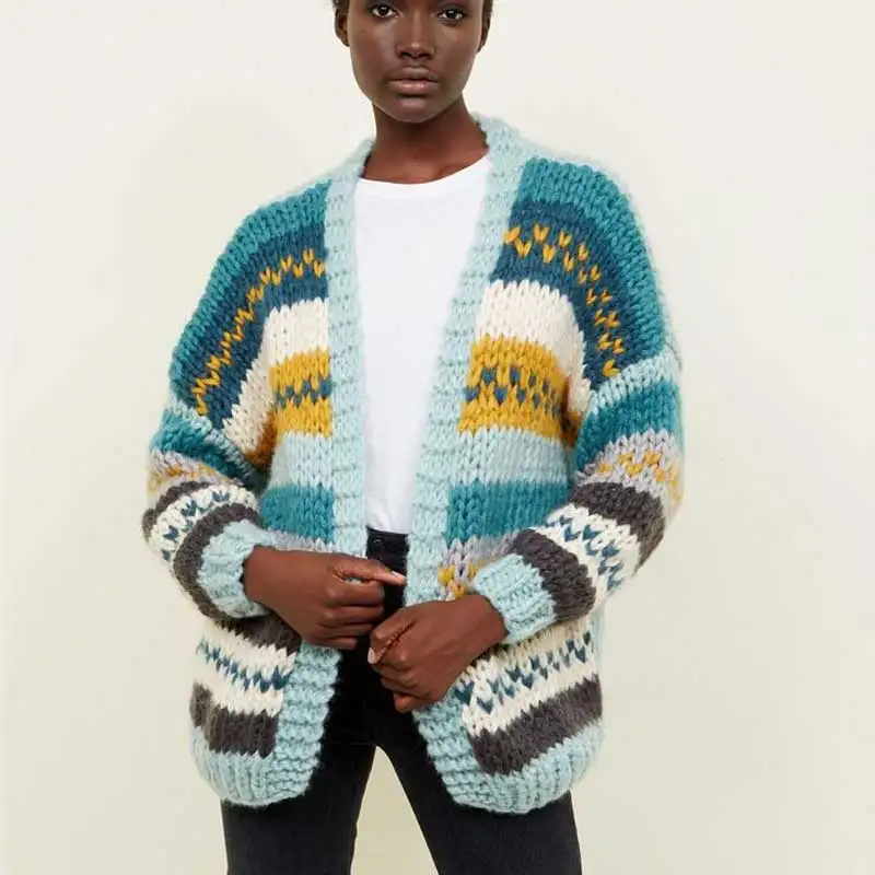 chunky fair isle cardigan