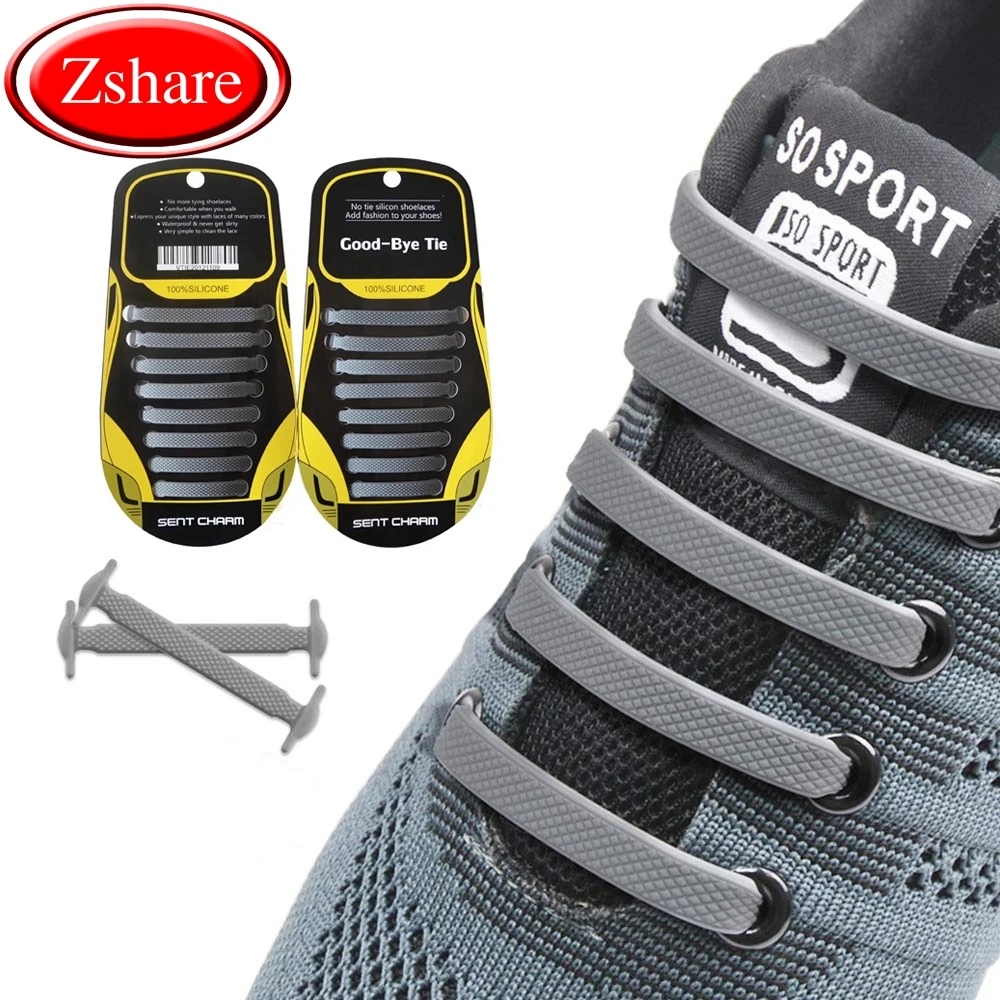 

16 Pcs No Tie Shoe laces Elastic Silicone Shoelaces Kids Adult Quick Rubber Shoe lace Outdoor Safety Sneakers Lazy laces Unisex
