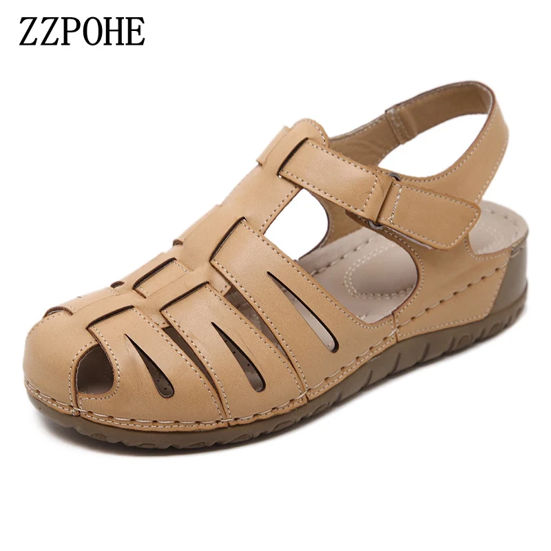 

ZZPOHE Summer Fashion Sandals Woman Platform soft leather large size Flip Flops sandals casual comfortable women's shoes