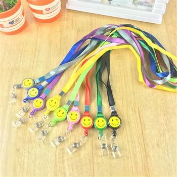 

Wholesale 100PCS Smile Pattern Retractable Pull Chain Reel clips ID Metro Card Badge Bag Holder pass holder