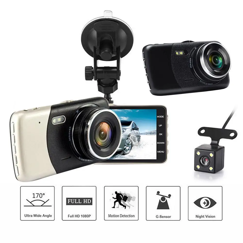 Автомобильный видеорегистратор с двумя объективами 4 дюйма HD 1080P EDR функцией G Sensor