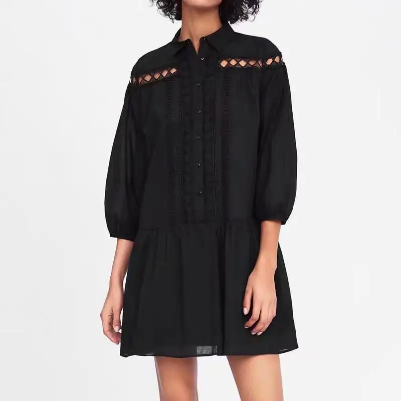 Za 2019 сексуальные женские кружевные открытые платья vestidos мини-платье цельные |