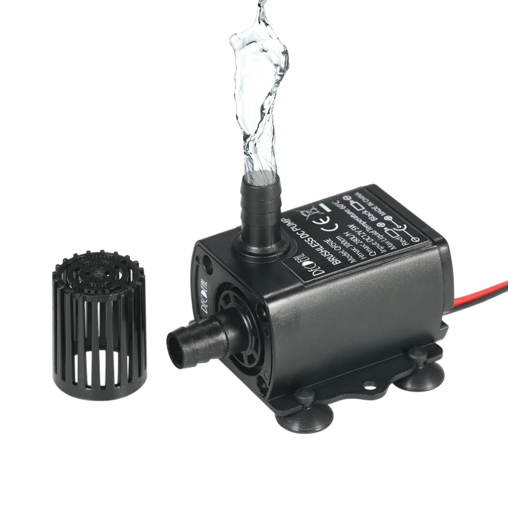 

DC12V 5W Ultra-quiet Mini Brushless Water Pump Waterproof Submersible Fountain Aquarium Circulating 280L/H Lift 300cm