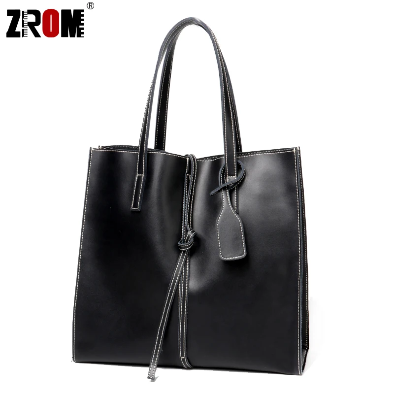 

ZROM Genuine Leather Handbags Big Women Totes Bags Real Leather Female Fashion Designer High Quality Office Ladies Shoulder Bags