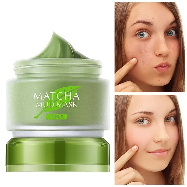 Matcha Mud Facial Mask Cream Whitening Anti-Aging Blackhead Remover Acne Treatment Deep Cleaning Oil-Control Moisturizing 1
