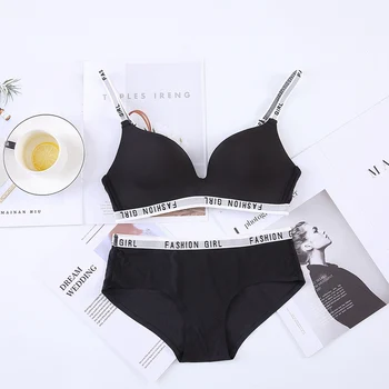 

Women Letter Print Bras Set Ladies Push Up Padded Bras Briefs Sets Fashion Bra Panties Suits