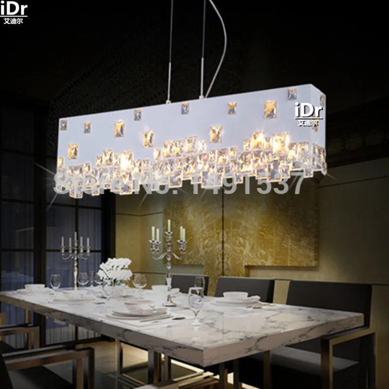 

Modern minimalist fashion creative crystal chandelier lamp meal hanging den hotel restaurant bar rectangle