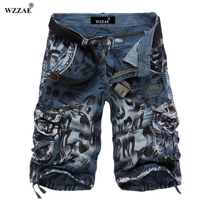 WZZAE дизайн мужские летние камуфляжные военные карго шорты Бермуды мужские джинсы модные повседневные мешковатые джинсовые шорты