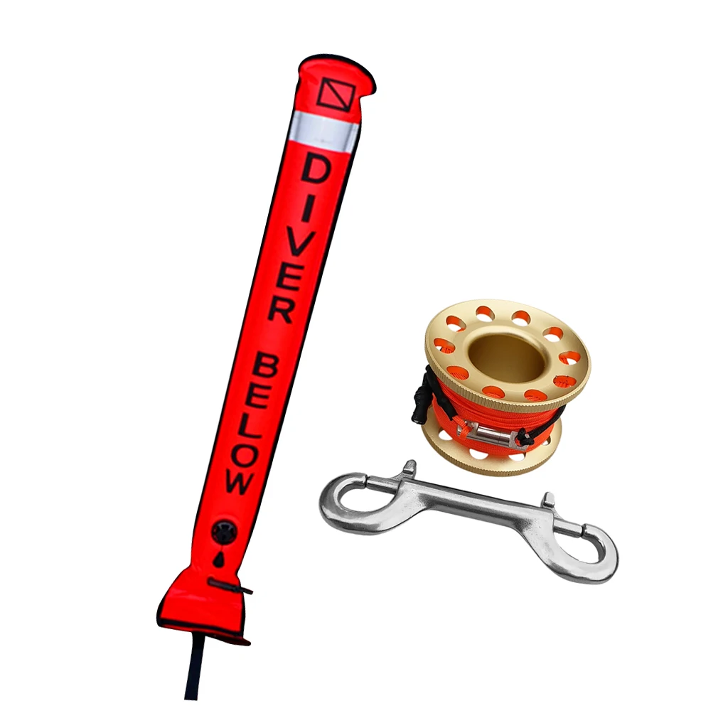 Scuba Diving SMB Surface Marker Buoy Signal Tube With Dive Reel Spool Dive Buoy Underwater Dive Gear Equipment Snorkeling Diver