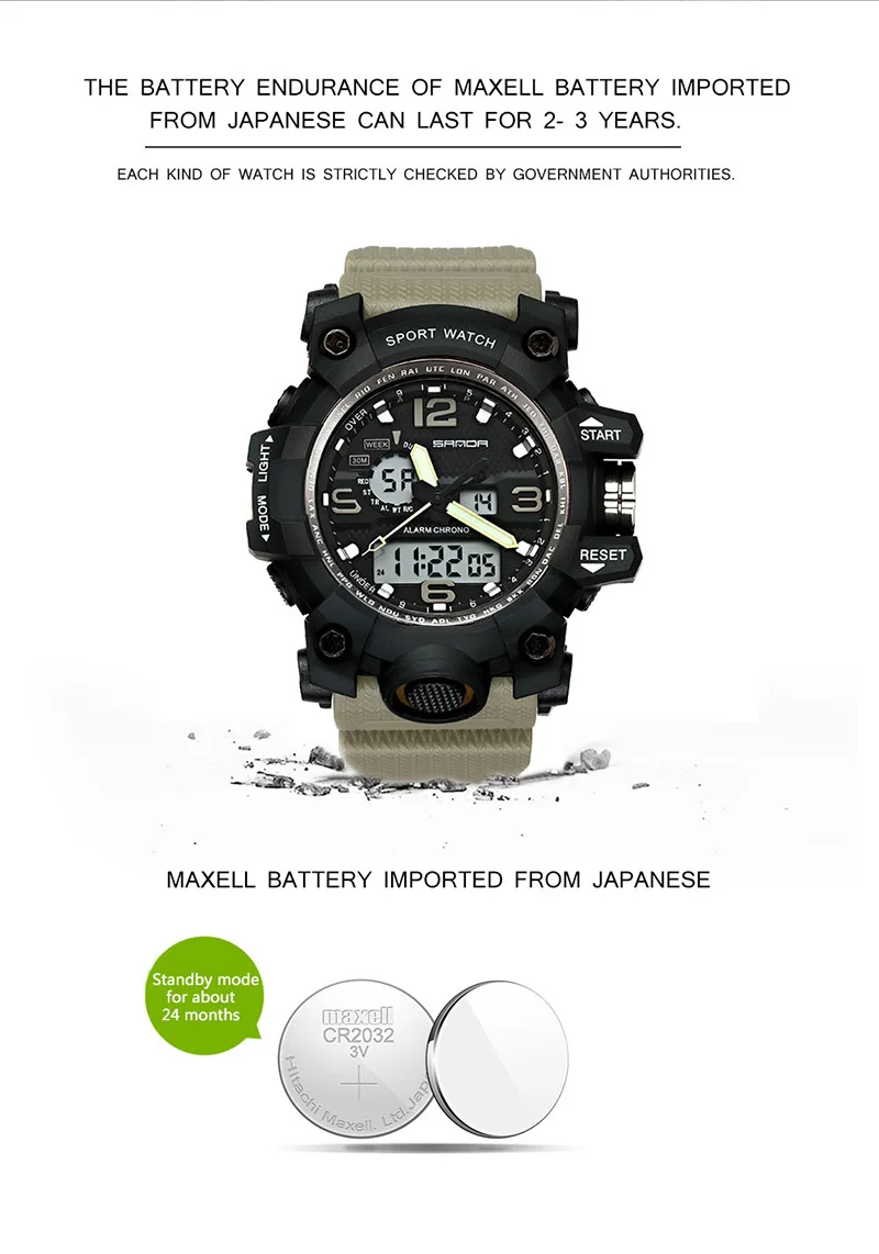 SANDA Топ бренд военные спортивные часы мужские G стиль цифровые часы Мужские кварцевые наручные часы 50 м водонепроницаемые часы Relogio Masculino