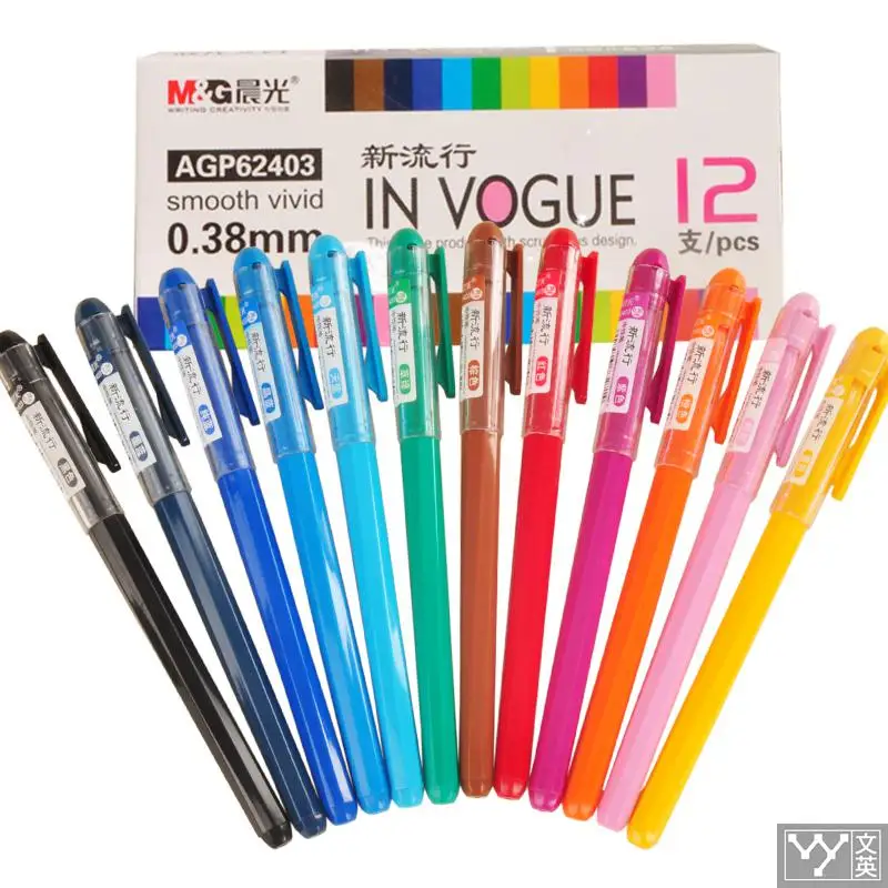 0.38mm Gel pens 12 ink colors a pack school & office supplies