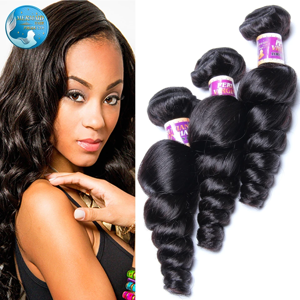 peruvian virgin hair loose wave 100 human hair soft natural black 7A top quality peruvian loose wave hair extension hair weaving