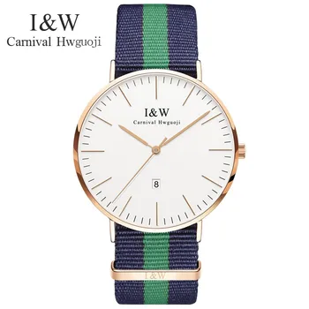 

Relogio masculino CARNIVAL Fashion Watch men with Swiss movement Calendar Sapphire Nylon band Waterproof Ultra-thin Quartz watch