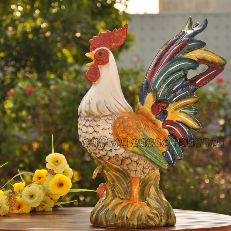 Керамическая многоцветная креативная Статуэтка петуха домашний декор ремесла украшение комнаты петух садовый орнамент фарфоровая статуэтка животного курица