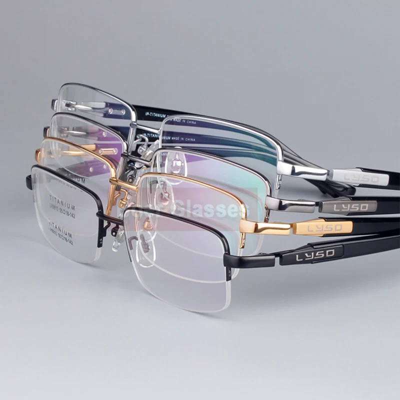 Титановые очки мужские полуобода очки при близорукости оптические оправы по рецепту для мульти фокус 9910(55-18-142