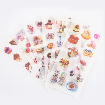 

6PCS New Dessert House Children Stationery Stickers For DIY Albums Scrapbooking Diary Decoration Cartoon Depicting