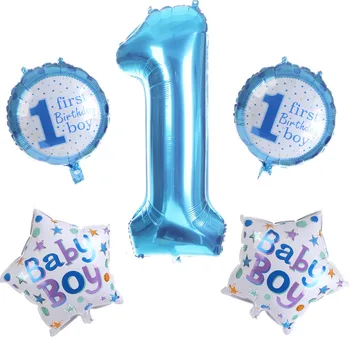 

5 Pcs First Birthday Party Decoration Balloons Baby Boy Girl Balloons Pentagram Love Heart Balloon M09
